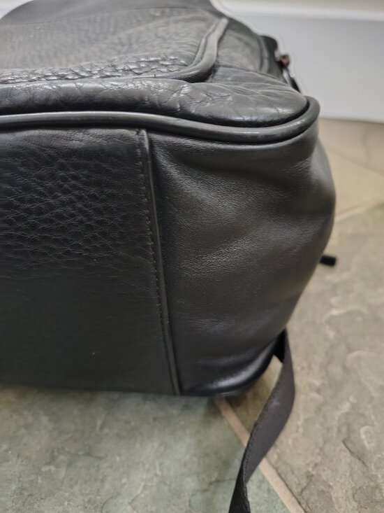 Massimo Dutti Black Leather Backpack Unisex